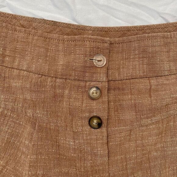 Iz Byer Early 2000's Brown Tan Linen Look Ultra Short Micro Shorts Size 11 / M - Picture 3 of 5